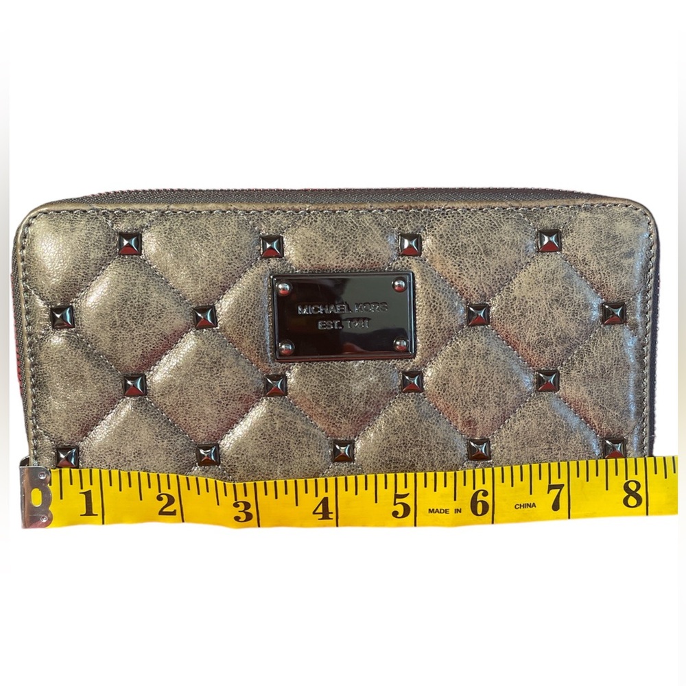 Michael Kors Zip Wallet Quilted Leather with Studded Detail